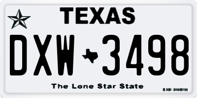 TX license plate DXW3498