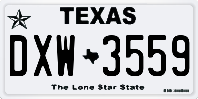 TX license plate DXW3559