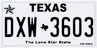TX license plate DXW3603