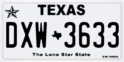 TX license plate DXW3633