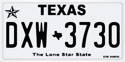 TX license plate DXW3730