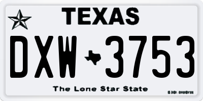 TX license plate DXW3753