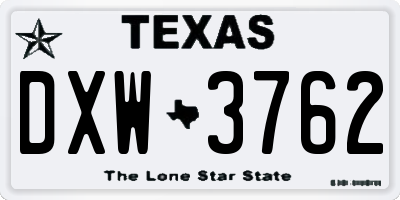 TX license plate DXW3762