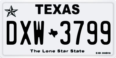 TX license plate DXW3799
