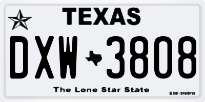 TX license plate DXW3808