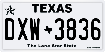 TX license plate DXW3836