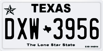 TX license plate DXW3956