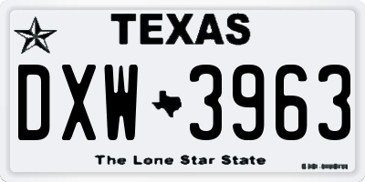 TX license plate DXW3963