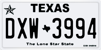 TX license plate DXW3994