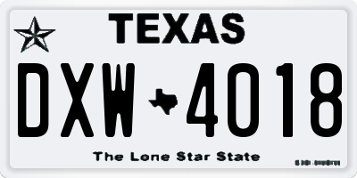 TX license plate DXW4018