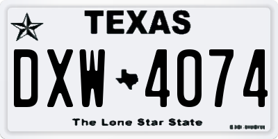 TX license plate DXW4074