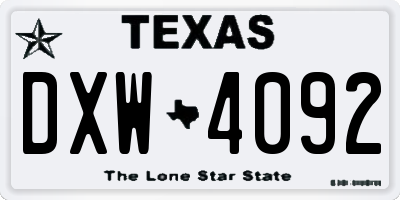 TX license plate DXW4092