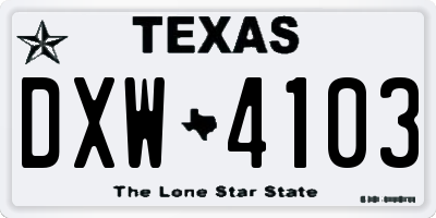 TX license plate DXW4103