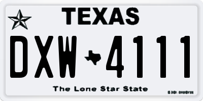 TX license plate DXW4111