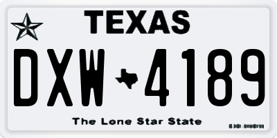 TX license plate DXW4189