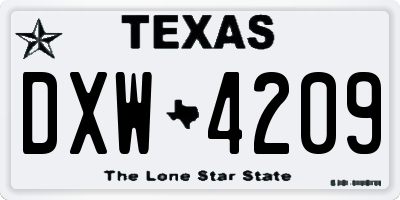 TX license plate DXW4209