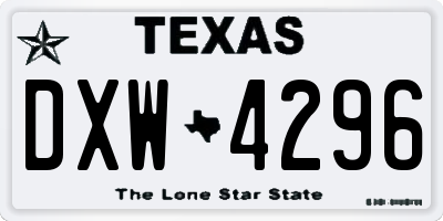 TX license plate DXW4296