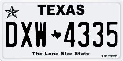 TX license plate DXW4335