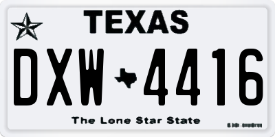 TX license plate DXW4416