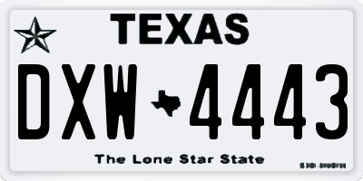 TX license plate DXW4443