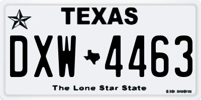 TX license plate DXW4463