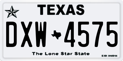 TX license plate DXW4575