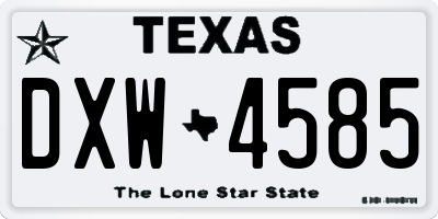 TX license plate DXW4585