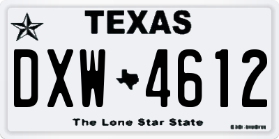 TX license plate DXW4612