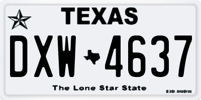 TX license plate DXW4637
