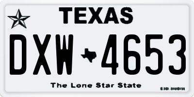 TX license plate DXW4653
