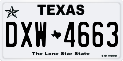 TX license plate DXW4663