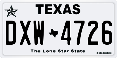 TX license plate DXW4726