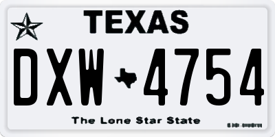TX license plate DXW4754