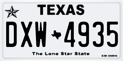 TX license plate DXW4935
