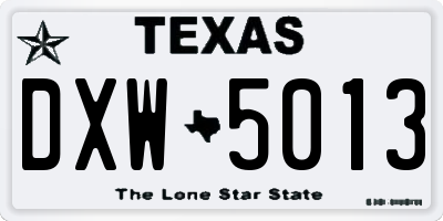 TX license plate DXW5013