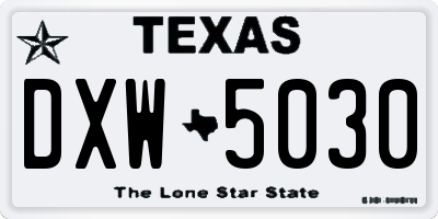 TX license plate DXW5030