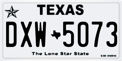 TX license plate DXW5073