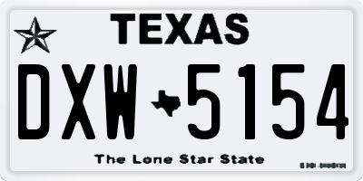 TX license plate DXW5154