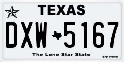 TX license plate DXW5167