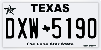 TX license plate DXW5190
