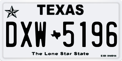 TX license plate DXW5196