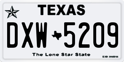 TX license plate DXW5209