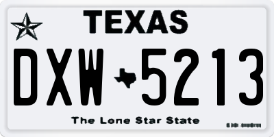 TX license plate DXW5213