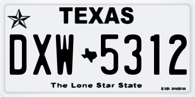 TX license plate DXW5312