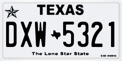 TX license plate DXW5321