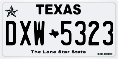 TX license plate DXW5323