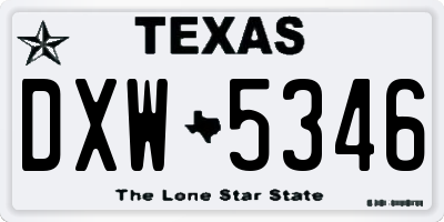 TX license plate DXW5346