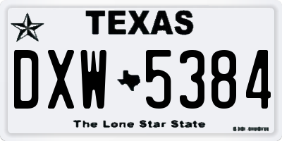 TX license plate DXW5384