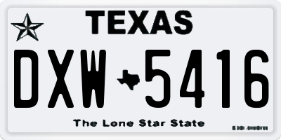 TX license plate DXW5416