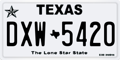 TX license plate DXW5420
